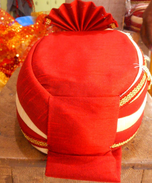 Red And Cream Color Pagdi